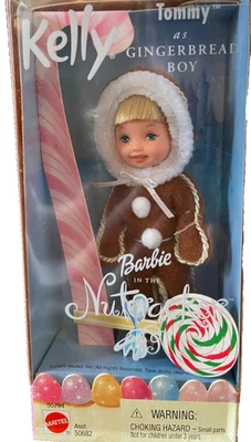Boneca Barbie no Quebra-Nozes Kelly Tommy como Gingerbread Boy 2001 Mattel NRFB - Imagem 1 de 4