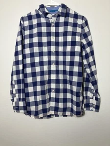 Boden Button Up Shirt Boys 13/14 Blue Plaid 100% Cotton Preppy Casual - Picture 1 of 5