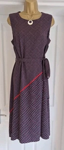 TU Ladies Summer Dress Size 14 Navy Spotted Belted Sleeveless New With Tags - Picture 1 of 6