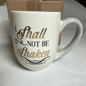 TAZZA CERAMICA FEDE DORATA NUOVA "NON SARÒ SCOSSO" - Foto 1 di 5