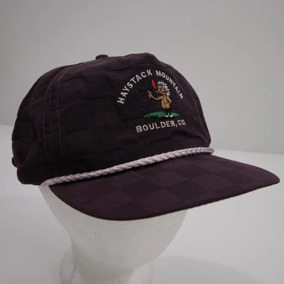 Sombrero Haystack Rock Boulder Colorado Vintage Púrpura Cuero Correa Foto 1 de 4
