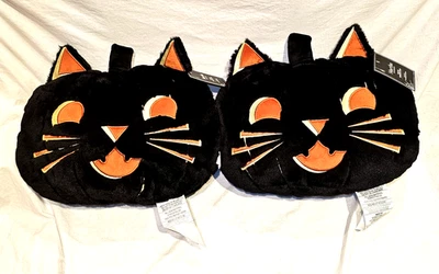 Almohada de piel sintética Martha Stewart Halloween Jack O Lantern Pumpkin Cat 2025 nueva x2 Foto 1 de 4
