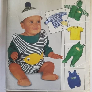 80s Burda Pattern 4575 Infant Jacket Top One Piece Jumper Pants Shorts Hat 3-12m - Picture 1 of 3