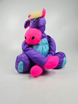 Pelúcia vintage Stuffins 1990 Puffalump roxo vaca bicho de pelúcia - Imagem 1 de 4