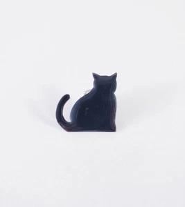 Schwarze Katze Silhouette silberfarbene Emaille Pin - Bild 1 von 9
