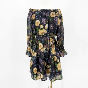 Vestido Few Moda Fit & Flare 8 Floral Hombro Descubierto Cintura Ajustada Cinturón Romántico - Imagen 1 de 8