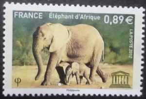 Timbre de service - FRANCE - Unesco - Eléphant Afrique - Neuf ** - YT155 - 2012 - Foto 1 di 1
