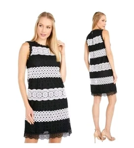 NWT KATE SPADE Dot Lace Floral Black and White Shift Dress Size 10 - Picture 1 of 7