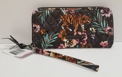 New Vera Bradley RFID Accordion Wristlet Cotton Wallet Bali Jungle Tigers - Image 1 of 4