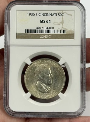 1936 S Cincinnati commemorative half dollar 50c NGC MS64 #2275 - Image 1 of 4