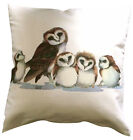 Owl Family Themed Cotton Cushion Cover - Perfect Gift