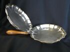 Silver Silent Butler Crumb Catcher Ashtray Wood Handle Clam Shell