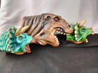 3 - Vintage Placo Toys Dino Crushers Triceratops/T-Rex Hand Puppet Dinosaur 1996