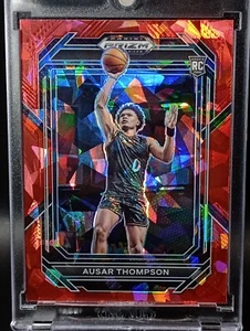 Ausar Thompson 2023 Prizm Basketball Rookie Rosso Cracked Ice Draft Pick RC SP NBA - Foto 1 di 5