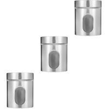  3 Pc Stainless Steel Canisters Cookie Container Storage Tank Sugar Bowl