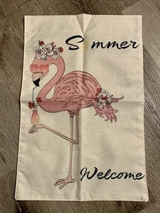 New Garden Yard Flag Double Sided Welcome Summer Flamingo 12x18” - Picture 1 of 7