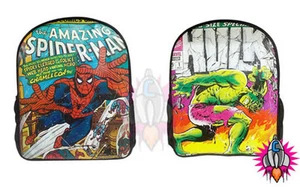 NEW OFFICIAL MARVEL COMICS VINTAGE SPIDERMAN HULK RUCKSACK BACKPACK SCHOOL BAG - Picture 1 of 3
