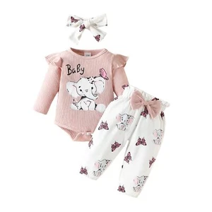 Newborn Baby Girl Clothes Fall Outfit Ruffle Long Sleeve Ribbed Romper Top Cu... - Picture 1 of 7