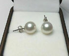 Natural 8-7mm Aaa+ Real White Round Pearl Stud Earrings 925 Silver