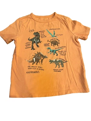 Camiseta Unisex Niños Gap Naranja Gráfico Dinosaurio Talla XS (4-6) TRex Orig $17 Foto 1 de 2