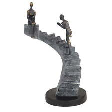8" x 14" Black Polystone People Sculpture with Stairs
