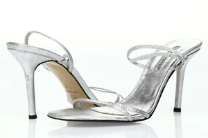 Charles David Damen-Sandalen silberfarben metallic Leder Knöchelriemen Größe 10 M - Bild 1 von 6