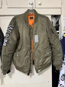 A Bathing Ape bomber MA-1 jacket bape jacket Reflective Olive Green Size Small - Picture 1 of 13