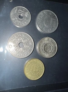 Lot Of 5 Danish Denmark Coins Kroner | Queen Margrethe II | Ore Kronor - Picture 1 of 2