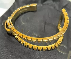 Givenchy Cuff Bracelet G-Zip Size Medium Made in Italy Gold Brass New Box - Picture 1 of 12