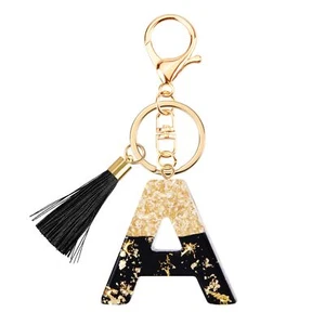 Fashion Black Key Chains for Women Girls Initial Letter Keychains with Tassel... - Picture 1 of 6