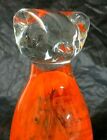 Attractive studio glass cat figurine: orange, hand formed, possibly Hokitika NZ