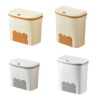 Bathroom Trash Can with Lid Garbage Bin Wall Mounted Kitchen Toilet Wastebasket - Image 1 of 4