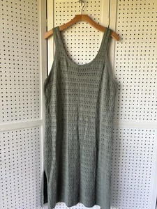 Antiguo Suéter Azul Marino Ajustado Crochet Algodón Ojales Tanque Vestido Midi Cambio XXL Cubrir - Imagen 1 de 6