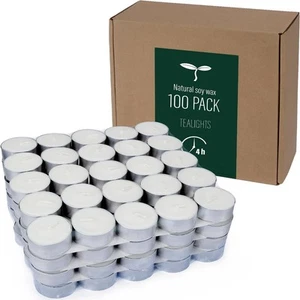 Natural Soy Wax Tealight Candles Bulk,100 Pack UnScented Tea Candle Set - 4 H... - Picture 1 of 8