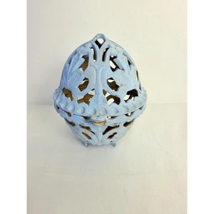 Vintage handbemalter blauer filigraner Halter Caddy - Bild 1 von 12