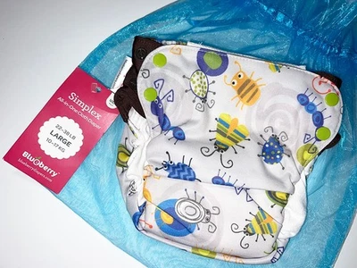 Pañal de tela todo en uno Blueberry Simplex BUGS grande 22-38 lb nuevo Foto 1 de 4
