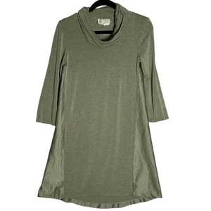 Saturday Sunday Anthropologie Sz M Green Cowl Neck Flowy Dress Stretchy Rayon - Picture 1 of 13