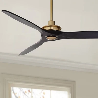 52" Windspun Soft Brass and Matte Black Ceiling Fan with Remote - Image 1 of 4