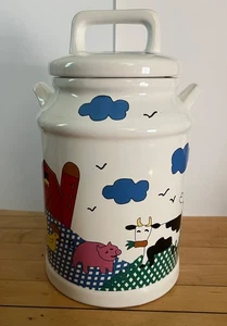 Farm Szene Topf Keksdose Kuh Schwein Huhn Scheune Marshall Fields/Dayton - Japan - Bild 1 von 11