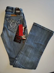 New Cowgirl Tuff Double Lucky bling horseshoe western riding Jeans 26x33, NWT - Picture 1 of 6