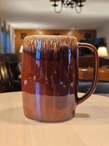 Vintage Large Hull Oven Proof Coffee Mug Stoneware Tankard Style Brown Glaze USA - Picture 1 of 15