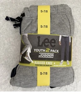 New Lee Youth 2 Pack Rugged Knee Jogger Blue/Gray Size: S (7-8) - Picture 1 of 9