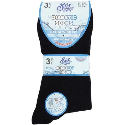 SOX APPEAL mens socks 3 pairs diabetic non elastic gentle grip soft top cotton blend 6/11