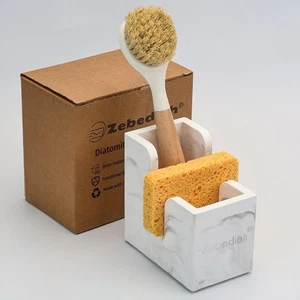 Diatomite Sponge Holder, Fast-Drying Sink Caddy, Marble Look - Picture 1 of 6