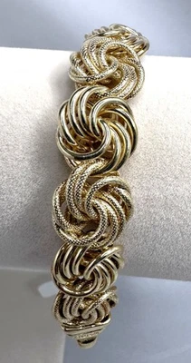  "Brazalete italiano de plata esterlina 8"" 22,94 g con nudo de amor con eslabones remolinos de oro Vermeil" Foto 1 de 3