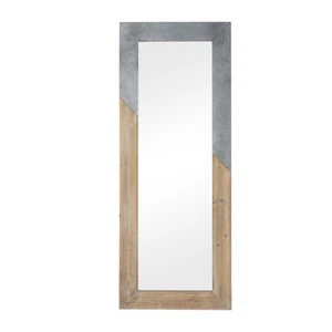 Wood Room Wall Mirror Entryway Mirror with Metal Detailing, Wall Mounted Mirr... - Picture 1 of 9