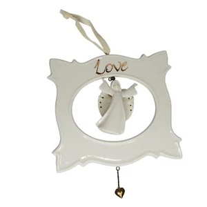 Love Angel Window Hanging Wall Plaque 3D Porcelain Cream Ivory Touch of Grace - Picture 1 of 4
