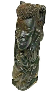 Schöne afrikanische Holzschnitzerei Statue Kunst Mutter umgeben Kinder Vintage - Bild 1 von 12