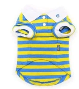 DOGO Striped Polo Dog Shirt in Blue - Size Small - Picture 1 of 1