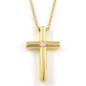 Tiffany & Co. Necklace Cross 1 Point Diamond 750(18K) Yellow Gold - Picture 1 of 9